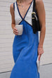 Trixiedress V Neck Color Block Sleeveless Maxi Swing Dress