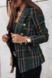 Trixiedress Double Breasted Open Front Plaid Blazer Jacket