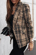 Trixiedress Double Breasted Open Front Plaid Blazer Jacket
