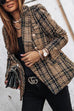Trixiedress Double Breasted Open Front Plaid Blazer Jacket