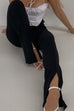 Trixiedress High Rise Slit Bell Bottoms Skinny Pants