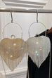 Trixiedress Luxury Heart Shape Rhinestones Tassel Evening Handbag