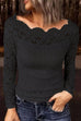 Trixiedress Long Sleeves Hollow Out Lace Slim Fit Top