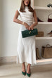 Trixiedress Mockneck Sleeveless Side Ruched Midi Dress
