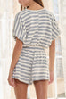 Trixiedress Striped Short Sleeves Crop Top and Elastic Waist Pocketed Shorts Set