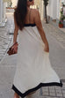 Trixiedress Spaghetti Strap V Neck Color Block Maxi Holiday Dress