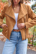 Trixiedress Zip Up Pocketed Faux Suede Moto Jacket(in 7 Colors)