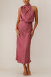 Trixiedress Sleeveless Mockneck Waisted Maxi Dress