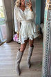 Trixiedress Lantern Long Sleeves Waisted Ruffle Mini Dress