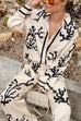 Trixiedress Long Sleeves Button Up Reef Print Satin Shirt