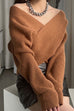 Trixiedress V Neck Criss Cross Front Ribbed Knit Sweater
