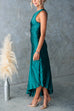 Trixiedress One Shoulder Cut Out Waist Pleated Satin Maxi Dress