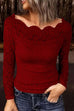Trixiedress Long Sleeves Hollow Out Lace Slim Fit Top
