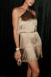 Trixiedress Halter Ruffle Tiered Fringe Mini Party Dress