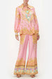 Trixiedress Unique Print Lantern Long Sleeves Blouse Shirt and Wide Leg Pants Holiday Outfit Set