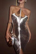 Trixiedress Chicest Halter Draped Fringe Mini Party Dress