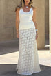Trixiedress Elastic WaistBand Lace Hollow Out Maxi Skirt