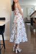 Trixiedress Bow Shoulder Back Lace-up Floral Print Midi Cami Dress