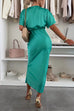 Trixiedress V Neck Twist Front Waisted Satin Midi Dress