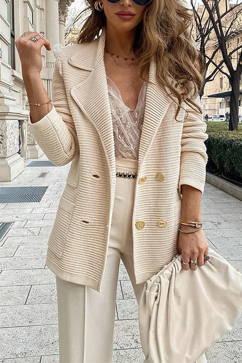 Trixiedress Double Breasted Textured Cardigan with Pockets