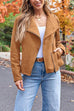 Trixiedress Zip Up Pocketed Faux Suede Moto Jacket(in 7 Colors)