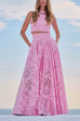 Trixiedress Lace Hollow Out Crewneck Crop Tank Top High Waist Maxi Swing Skirt Set