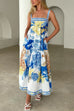 Trixiedress Pocketed Side Slit Printed Maxi Cami Dress