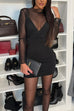 Trixiedress Mockneck Rhinestore Mesh Splice Bodycon Mini Dress