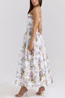 Trixiedress Spaghetti Strap Floral Print Bustier A-line Maxi Dress