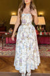 Trixiedress Spaghetti Strap Floral Print Bustier A-line Maxi Dress