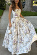 Trixiedress Spaghetti Strap Floral Print Bustier A-line Maxi Dress