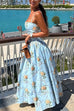 Trixiedress Spaghetti Strap Waisted Floral Print A-line Maxi Dress