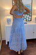 Trixiedress Lace Hollow Out Sleeveless Crop Top High Waist Maxi Skirt Set