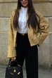 Trixiedress Stand Collar Zip Up Pocketed Sequin Jacket