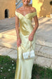 Trixiedress Off Shoulder Backless Cut Out Satin Maxi Dress