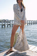 Trixiedress Collared V Neck Shirt and Side Slit Shorts Vitamin Sea Print Set