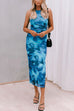 Trixiedress Side Slit Sleeveless Floral Print Bodycon Midi Dress
