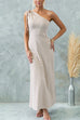 Trixiedress Sleeveless Tie Knot One Shoulder Striped Maxi Dress