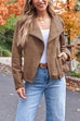 Trixiedress Zip Up Pocketed Faux Suede Moto Jacket(in 7 Colors)