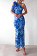 Trixiedress Ruffle One Shoulder Floral Print Bodycon Maxi Dress