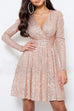 Trixiedress Wrap V Neck Waisted Sequin Mini Party Dress