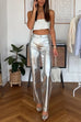 Trixiedress High Rise Metallic Faux Leather Cropped Pants