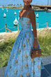 Trixiedress Spaghetti Strap Waisted Floral Print A-line Maxi Dress