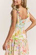 Trixiedress V Neck Bow Shoulder Tiered Floral Print Maxi Dress
