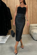 Trixiedress Back Slit Faux Leather Midi Bodycon Skirt