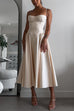 Trixiedress Spaghetti Strap Pocketed Corset Swing Midi Dress