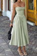 Trixiedress Spaghetti Strap Pocketed Corset Swing Midi Dress