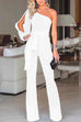 Trixiedress One Shoulder Slit Sleeve Tie Knot Jumpsuit