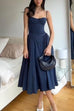 Trixiedress Spaghetti Strap Pocketed Corset Swing Midi Dress