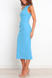 Trixiedress One Shoulder Ruched Side Split Midi Pencil Dress